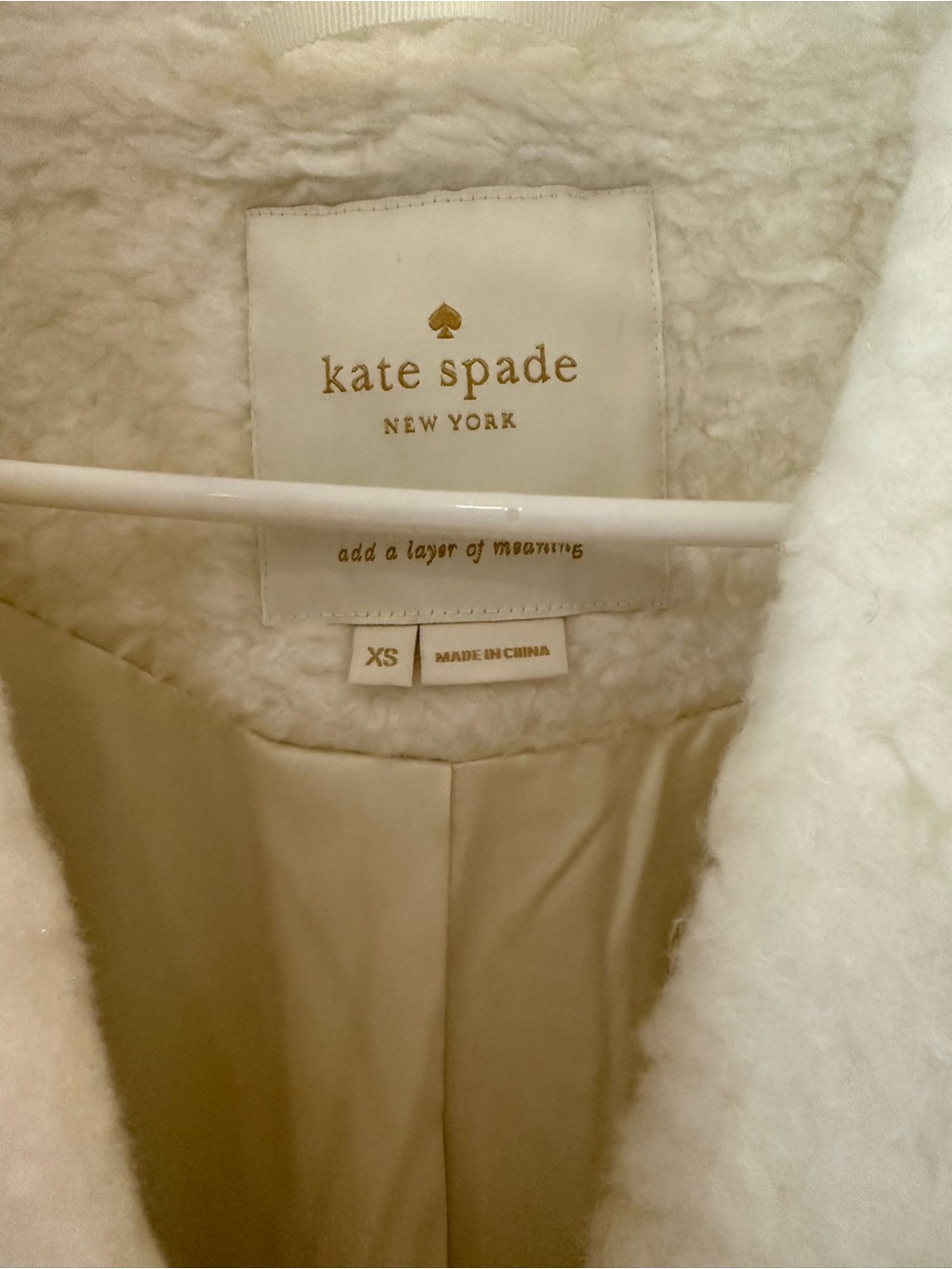 kate spade Cream Faux Shearling Double-Breasted Teddy Coat - Picture 3 of 6